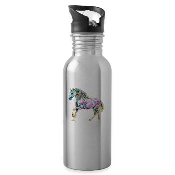 Pferd - Trinkflasche mit integriertem Trinkhalm - Lightsilver - Rechts