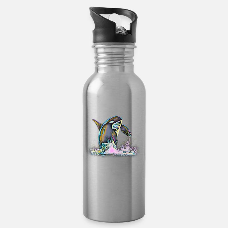 Orca - Water bottle with straw - silver