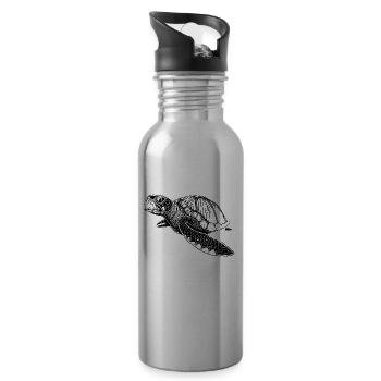 Sea turtle - Water bottle with straw - silver - Right