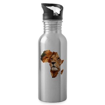 Afrika Löwe - Trinkflasche mit integriertem Trinkhalm - Lightsilver - Rechts