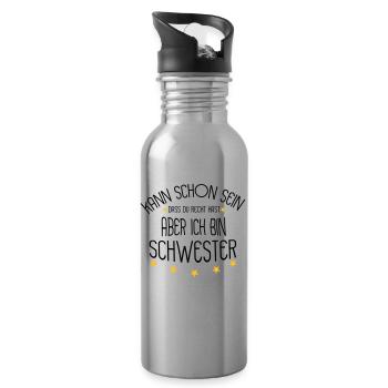 Schwester - Trinkflasche mit integriertem Trinkhalm - Lightsilver - Rechts