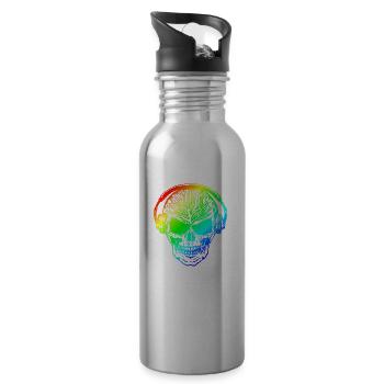 Hardstyle Skull Rainbow Headphones - Water bottle with straw - silver - Right