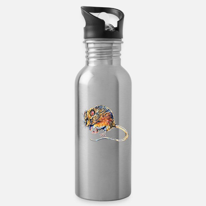 Ratte - Trinkflasche mit integriertem Trinkhalm - Lightsilver