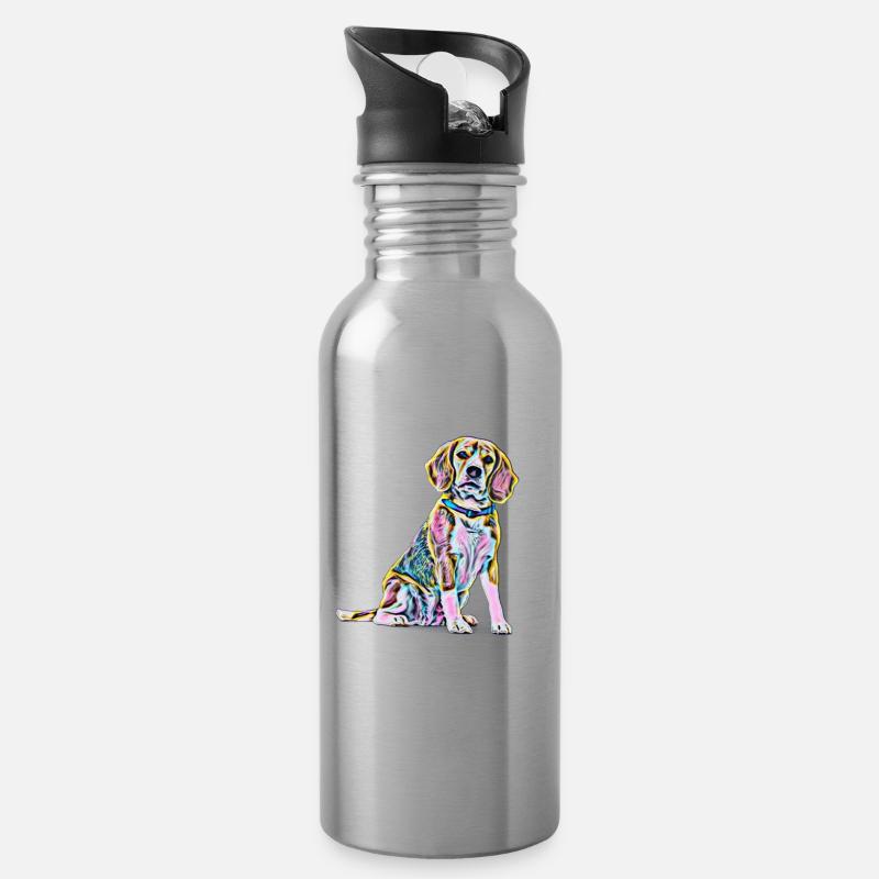 beagle - Water bottle with straw - silver
