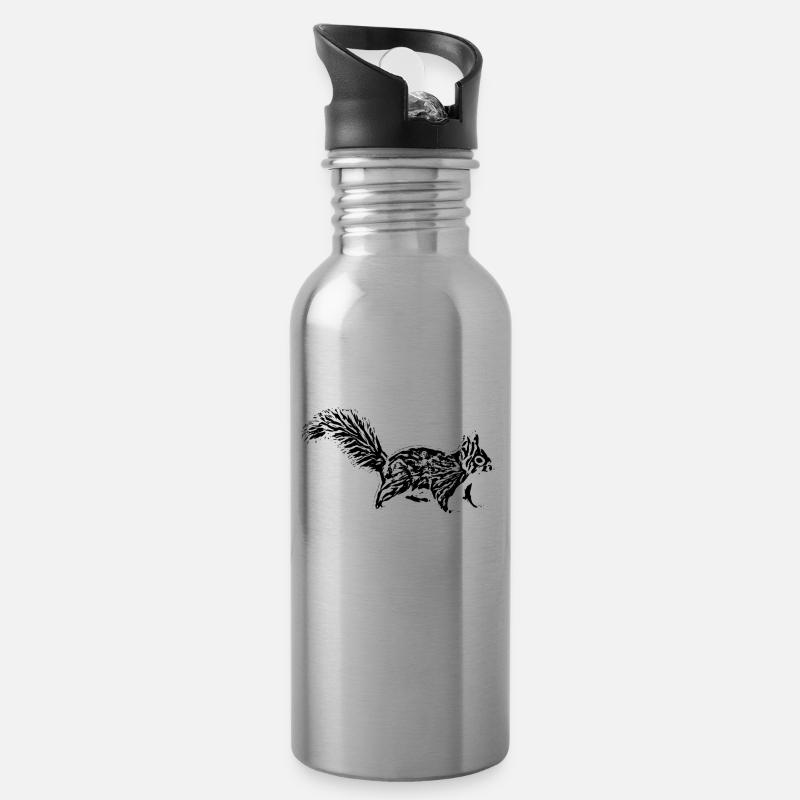 Eichhörnchen - Trinkflasche mit integriertem Trinkhalm - Lightsilver