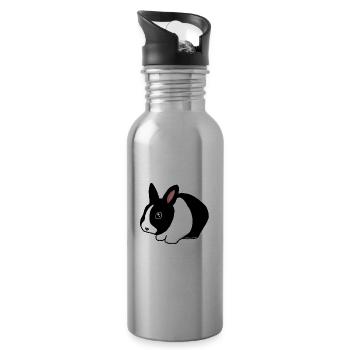 Lapins nains, mignons - Gourde avec paille intégrée - argent clair - Droite