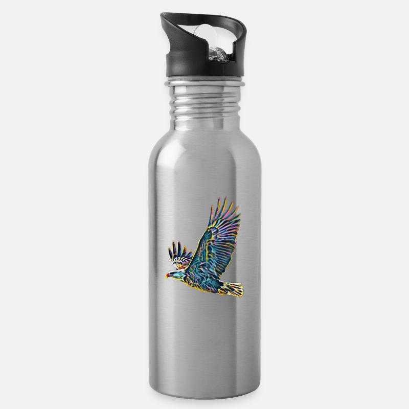 Adler - Trinkflasche mit integriertem Trinkhalm - Lightsilver