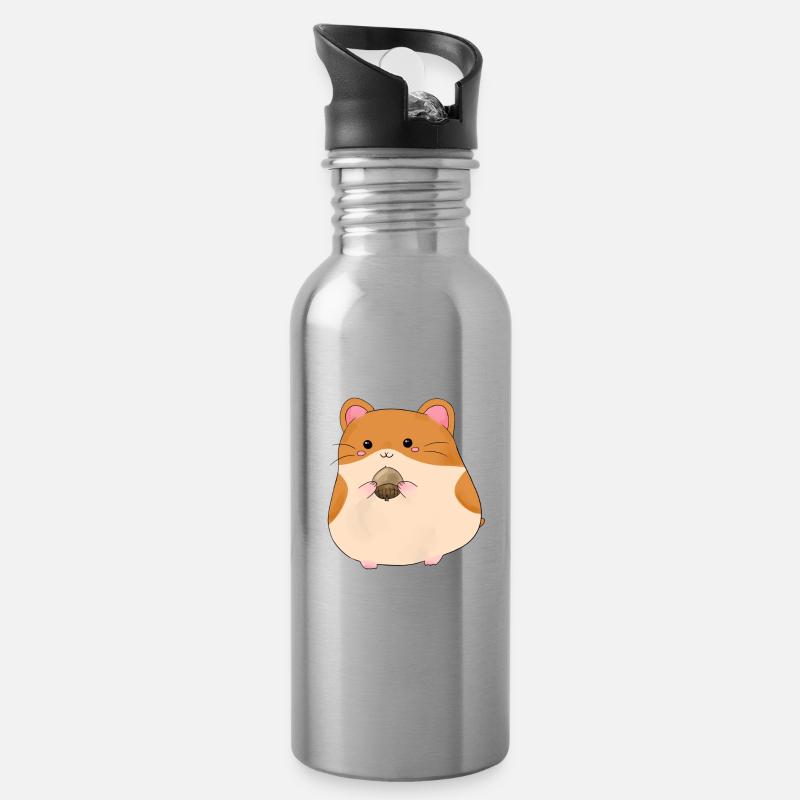 Hamster - Trinkflasche mit integriertem Trinkhalm - Lightsilver