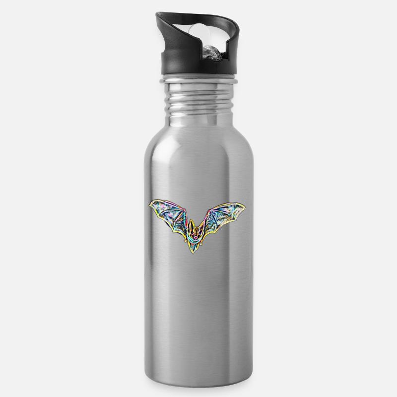 chauve-souris - Gourde avec paille intégrée - argent clair