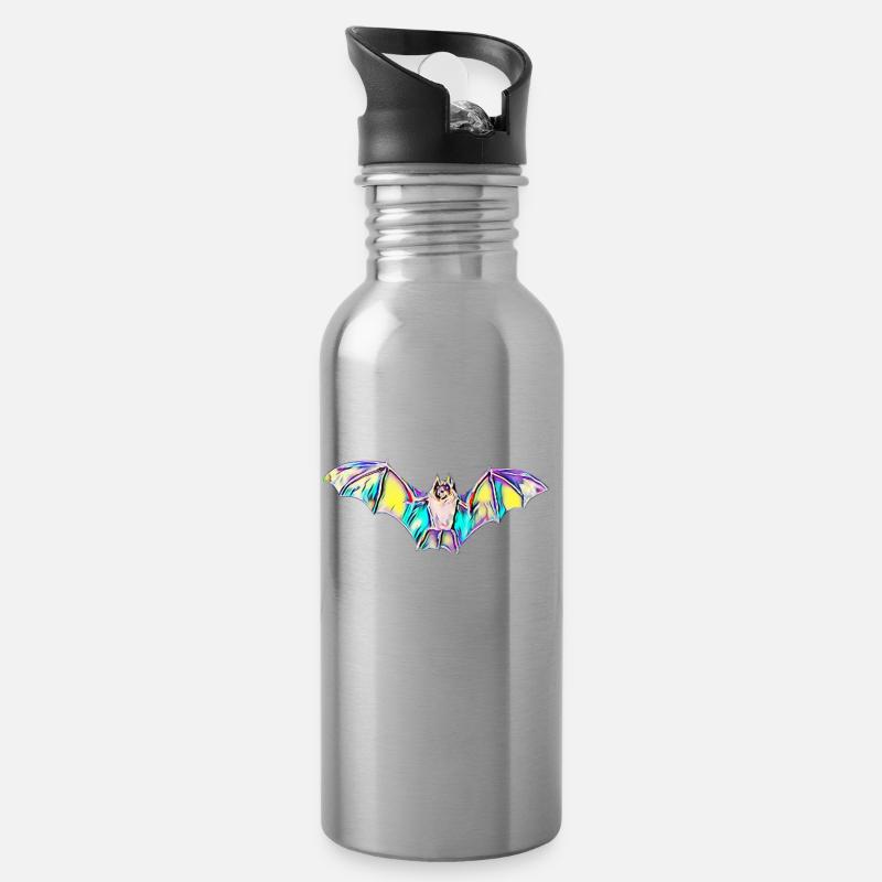 Fledermaus - Trinkflasche mit integriertem Trinkhalm - Lightsilver