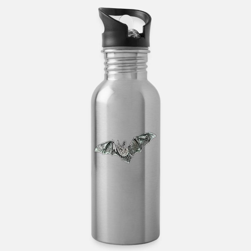 Fledermaus - Trinkflasche mit integriertem Trinkhalm - Lightsilver