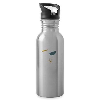 Nordsee Flamingo Möwe Geschenk - Trinkflasche mit integriertem Trinkhalm - Lightsilver - Rechts