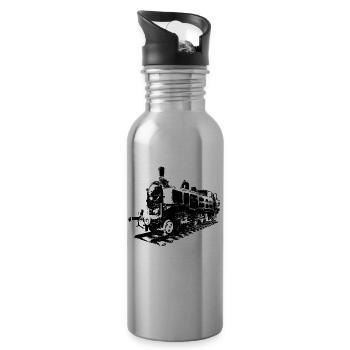 Steam locomotive - Water bottle with straw - silver - Right