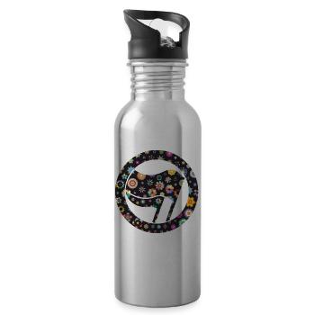 Blumen der Antifa - Trinkflasche mit integriertem Trinkhalm - Lightsilver - Rechts