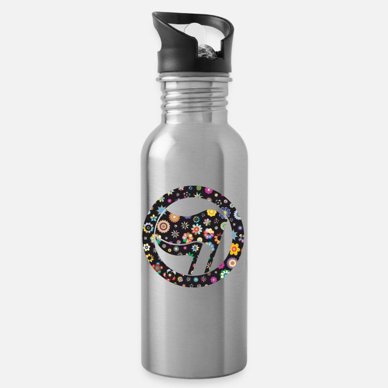 Blumen der Antifa - Trinkflasche mit integriertem Trinkhalm - Lightsilver