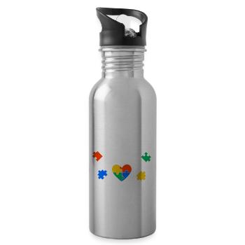 Proud Autism Mom Autism Awareness Gift - Water bottle with straw - silver - Right
