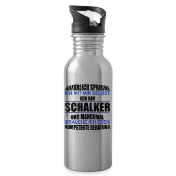 Schalker Beratung Geschenkidee - Trinkflasche mit integriertem Trinkhalm - Lightsilver - Rechts