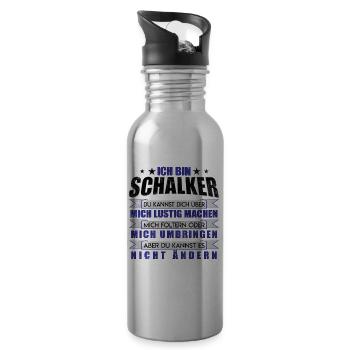 I am Schalke Fan design gift idea - Water bottle with straw - silver - Right