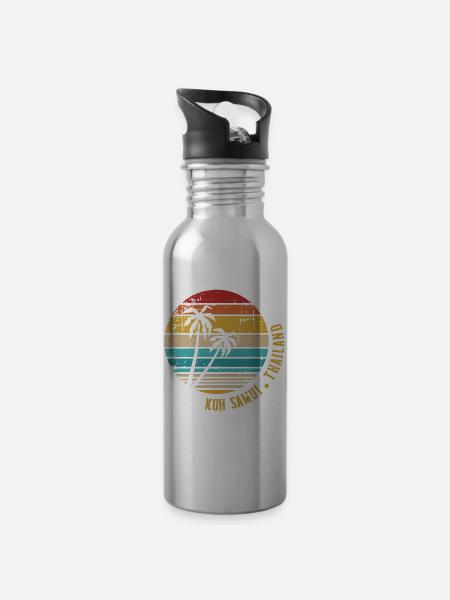 Koh Samui - Trinkflasche mit integriertem Trinkhalm - Lightsilver
