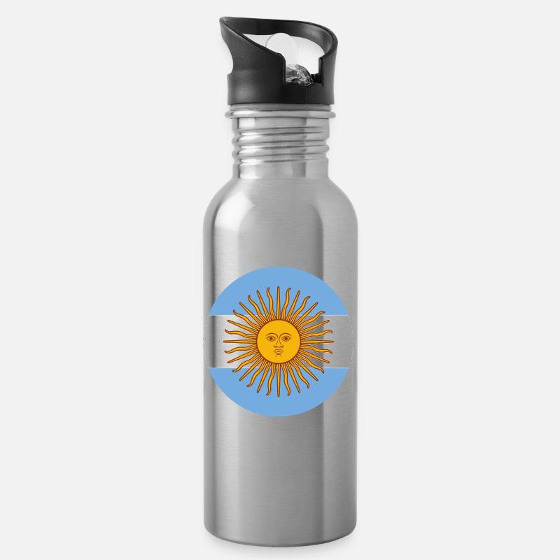 Argentinien - Trinkflasche mit integriertem Trinkhalm - Lightsilver