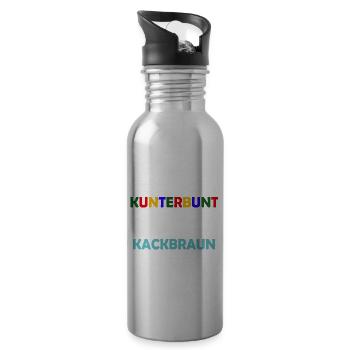 Lieber Kunterbunt als Kackbraun Anti Rassismus - Trinkflasche mit integriertem Trinkhalm - Lightsilver - Rechts