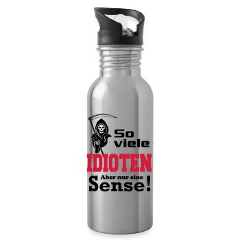 Sensenmann Idioten - Trinkflasche mit integriertem Trinkhalm - Lightsilver - Rechts