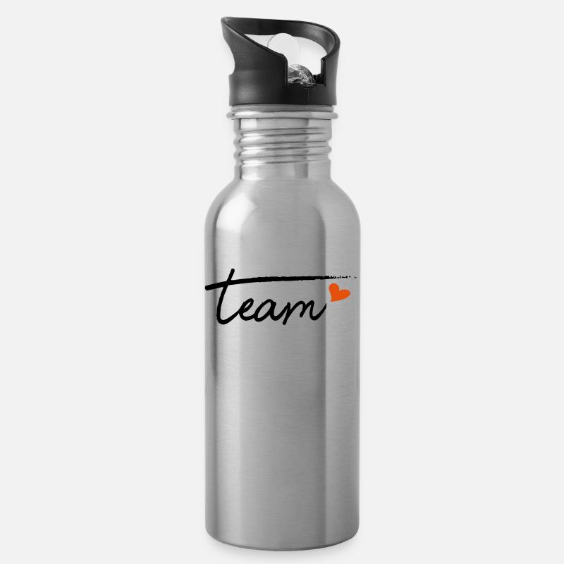 Team - Trinkflasche mit integriertem Trinkhalm - Lightsilver