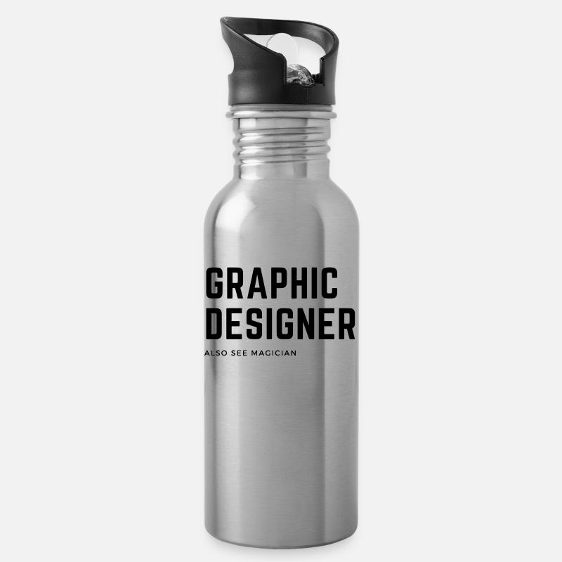 Designer graphique - Gourde avec paille intégrée - argent clair
