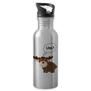 Saarländisch Dialekt unn? Elche Rentier Weihnachte - Trinkflasche mit integriertem Trinkhalm - Lightsilver - Rechts
