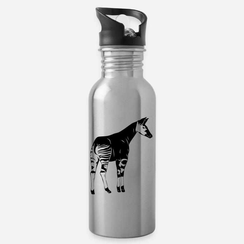 Okapi - Trinkflasche mit integriertem Trinkhalm - Lightsilver