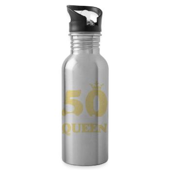 50th birthday gift idea to anyone who is 60 years old - Water bottle with straw - silver - Right