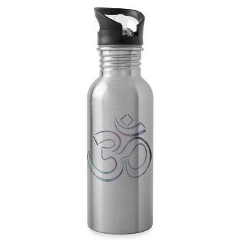 Buntes Karma Om Zeichen - Trinkflasche mit integriertem Trinkhalm - Lightsilver - Rechts