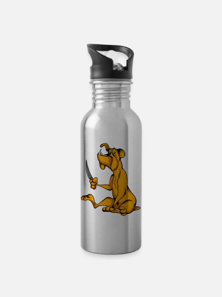 Chiens drôles 4 - Gourde avec paille intégrée - argent clair