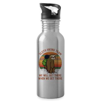 Sloth lover, sloth likes it slowly - Water bottle with straw - silver - Right
