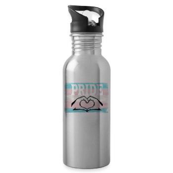 Transgender Pride - Water bottle with straw - silver - Right