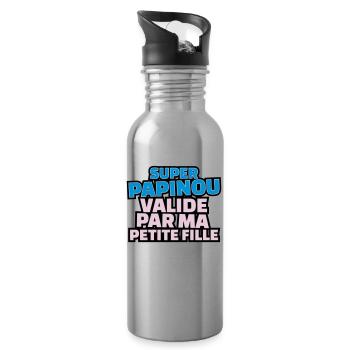 super papinou validé par ma petite fille - Gourde avec paille intégrée - argent clair - Droite