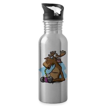 Suède Moose Reindeer Blueberries Blubber Comic - Gourde avec paille intégrée - argent clair - Droite