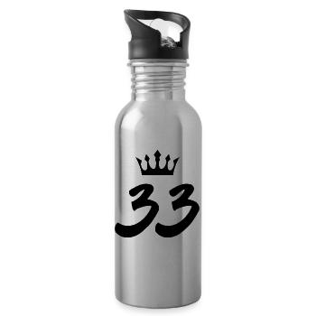 33 Number crown - Water bottle with straw - silver - Right