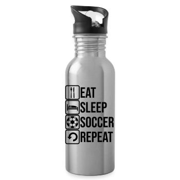 Logo Eat Sleep Soccer - Water bottle with straw - silver - Right