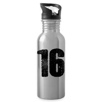 16 number jersey - Water bottle with straw - silver - Right