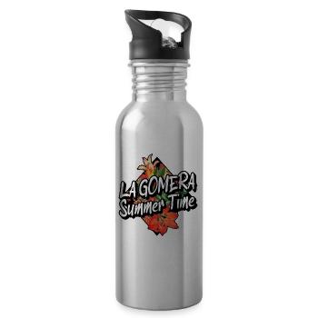 La Gomera Sommer Sonne Strand Meer Palmen - Trinkflasche mit integriertem Trinkhalm - Lightsilver - Rechts