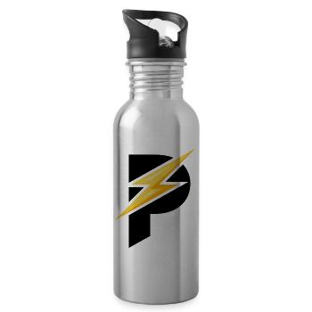 P wie Padel - Geschenk für Padelspieler - Trinkflasche mit integriertem Trinkhalm - Lightsilver - Rechts