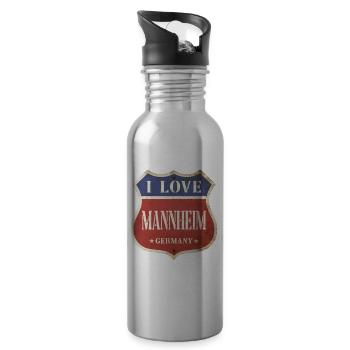 Mannheim Deutschland Stadt I Love Vintage Retro - Trinkflasche mit integriertem Trinkhalm - Lightsilver - Rechts