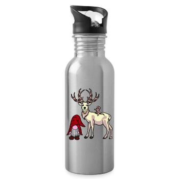 Nikolaus Xmas Weihnachten Fantasy Christmas Kind - Trinkflasche mit integriertem Trinkhalm - Lightsilver - Rechts