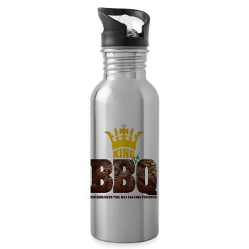 King of BBQ Ein King muss tun was in King tun muss - Trinkflasche mit integriertem Trinkhalm - Lightsilver - Rechts