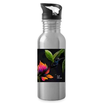 A motivating and inspiring theme for strong women - Water bottle with straw - silver - Right