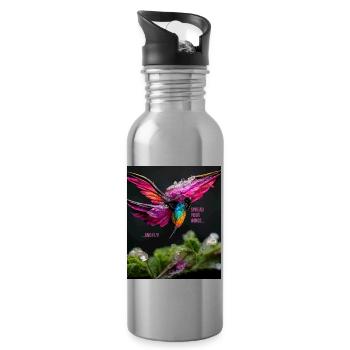 Spread your wings and fly - inspiration and motivation - Water bottle with straw - silver - Right