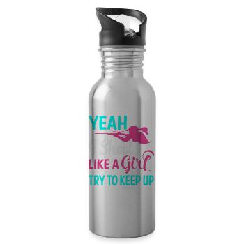 Shooting Girl - Water bottle with straw - silver - Right