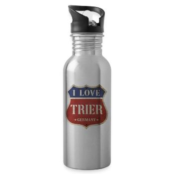 Trier Deutschland Stadt I Love Vintage Retro - Trinkflasche mit integriertem Trinkhalm - Lightsilver - Rechts
