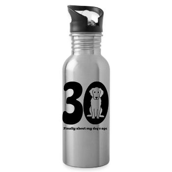 30. Geburtstag mit Hund - Trinkflasche mit integriertem Trinkhalm - Lightsilver - Rechts